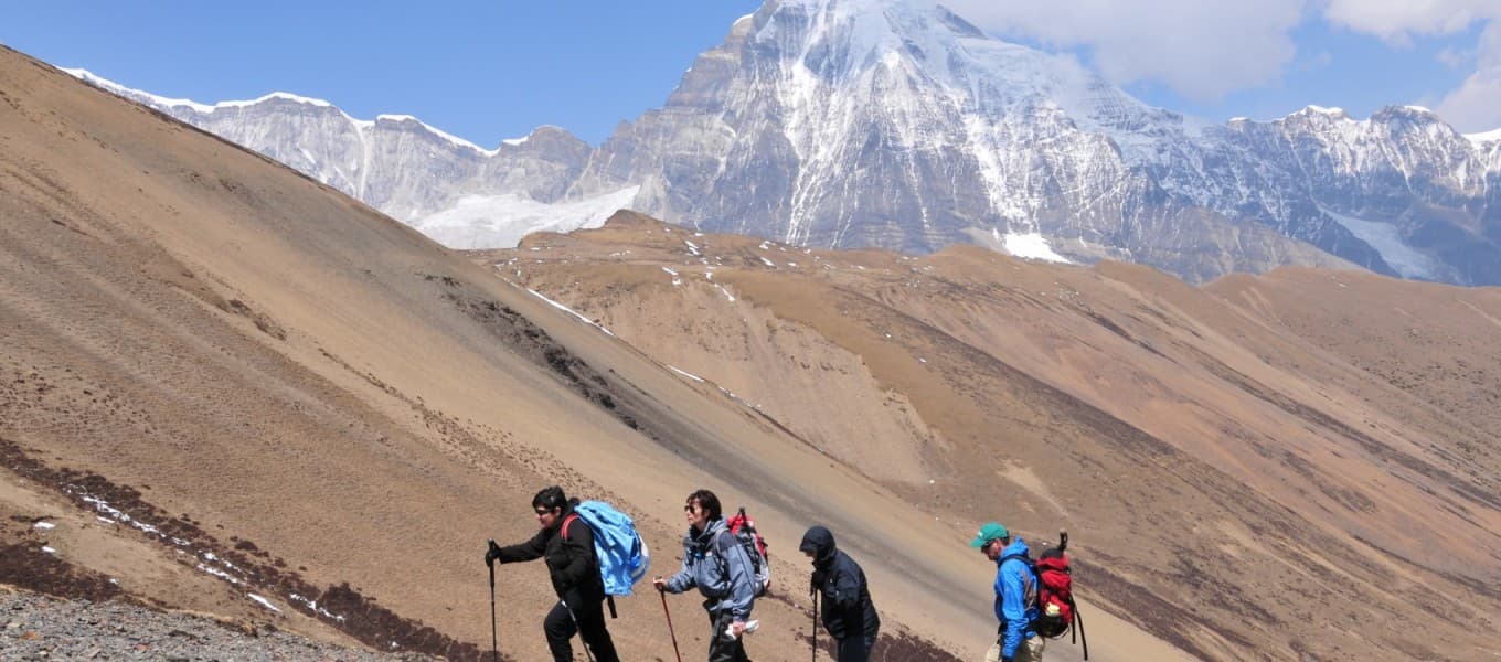 Jomolhari peak above the trekking route in western Bhutan