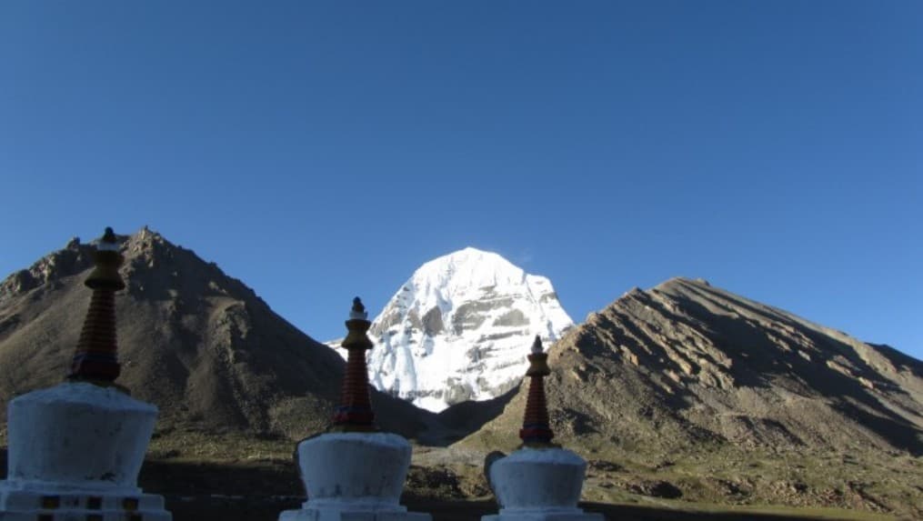 Lake Manasarovar with Kailash in the distance