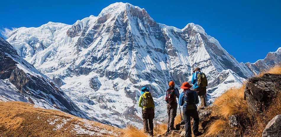 Annapurna South and the Annapurna Sanctuary seen from Annapurna Base Camp