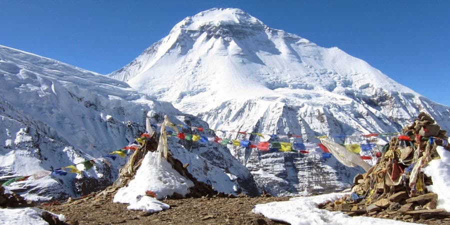 Glacier and high camp on the trek around Dhaulagiri