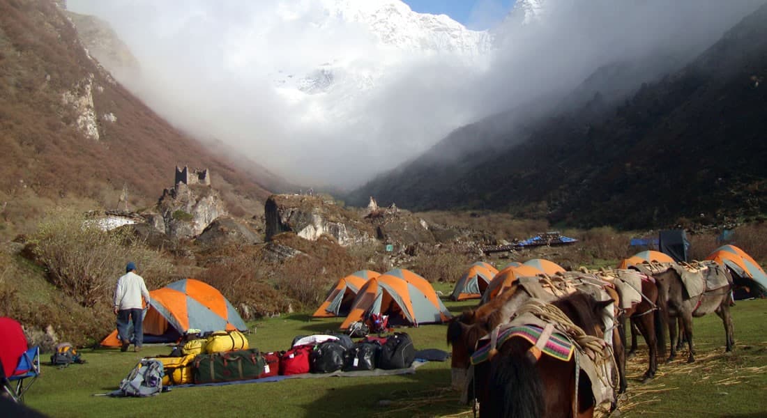 High mountain valley on the Jomolhari trek