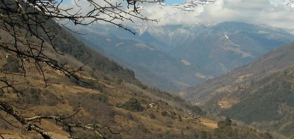 Prayer flags and valleys of central Bhutan