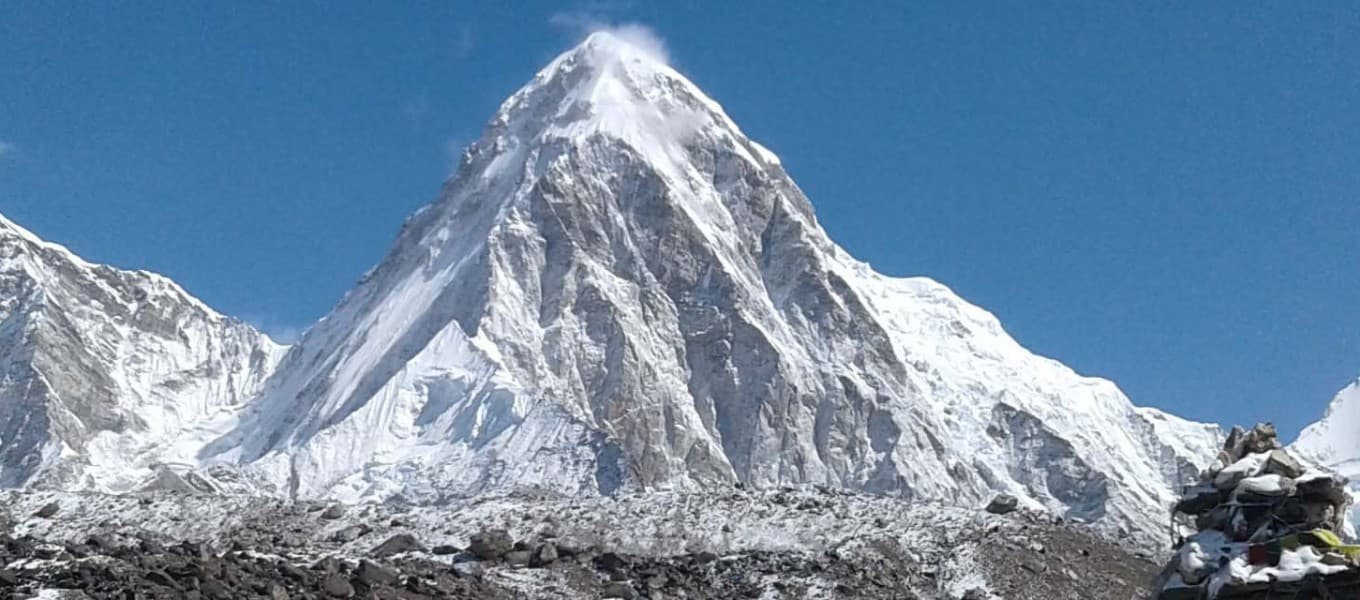 Trekkers on the trail to Everest Base Camp in the Khumbu region