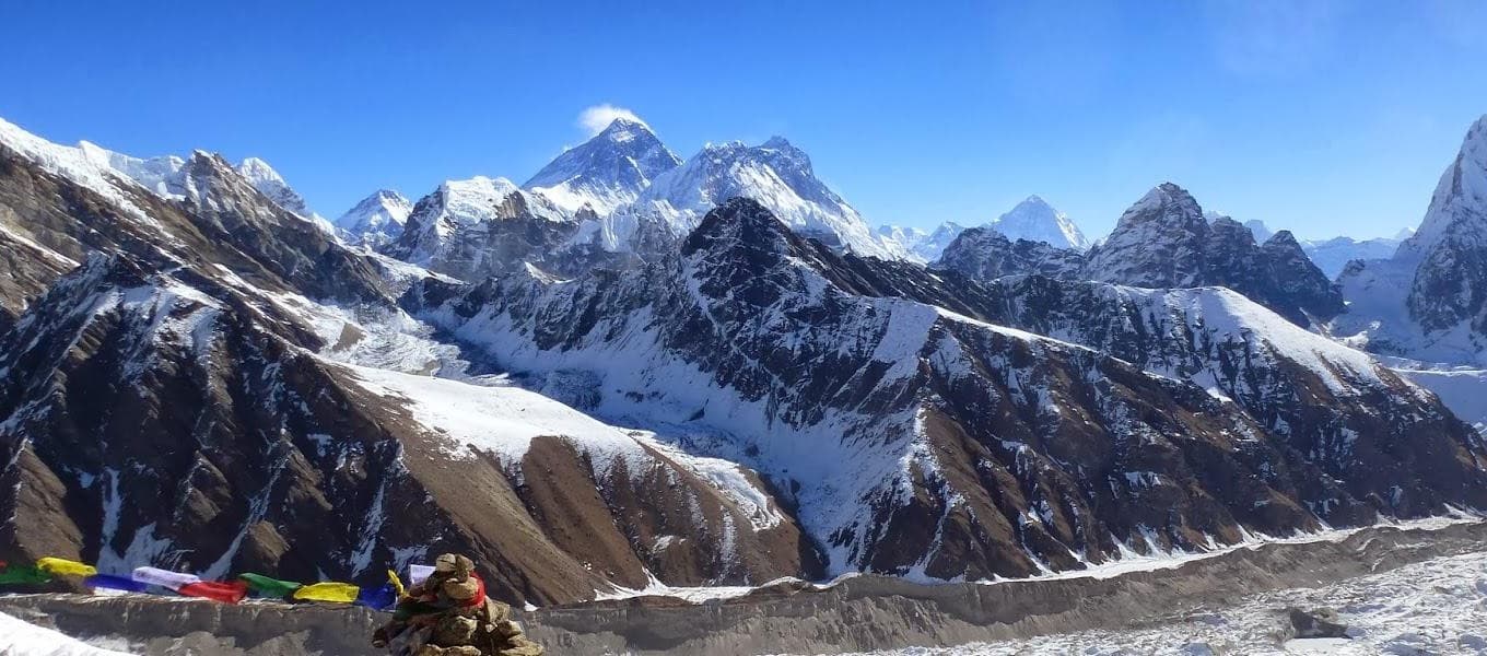 High Himalayan pass in the Everest region on the Three Passes trek