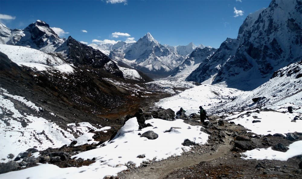 Snow peaks above the high passes of the Everest region