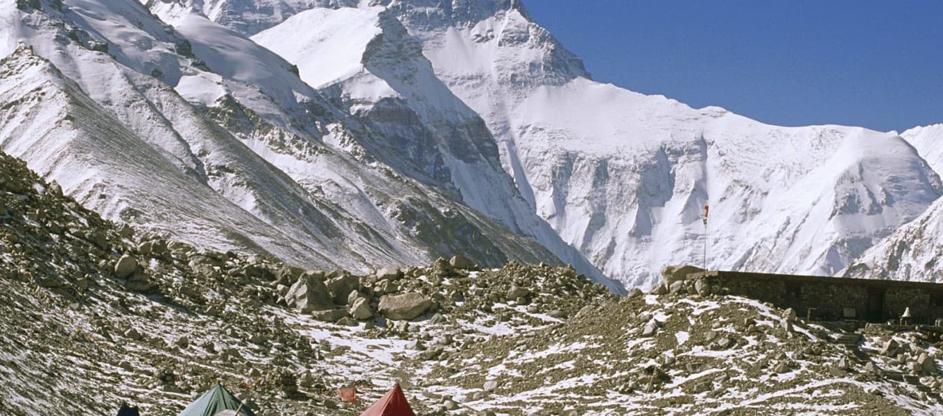Kharta valley with Himalayan peaks in eastern Tibet