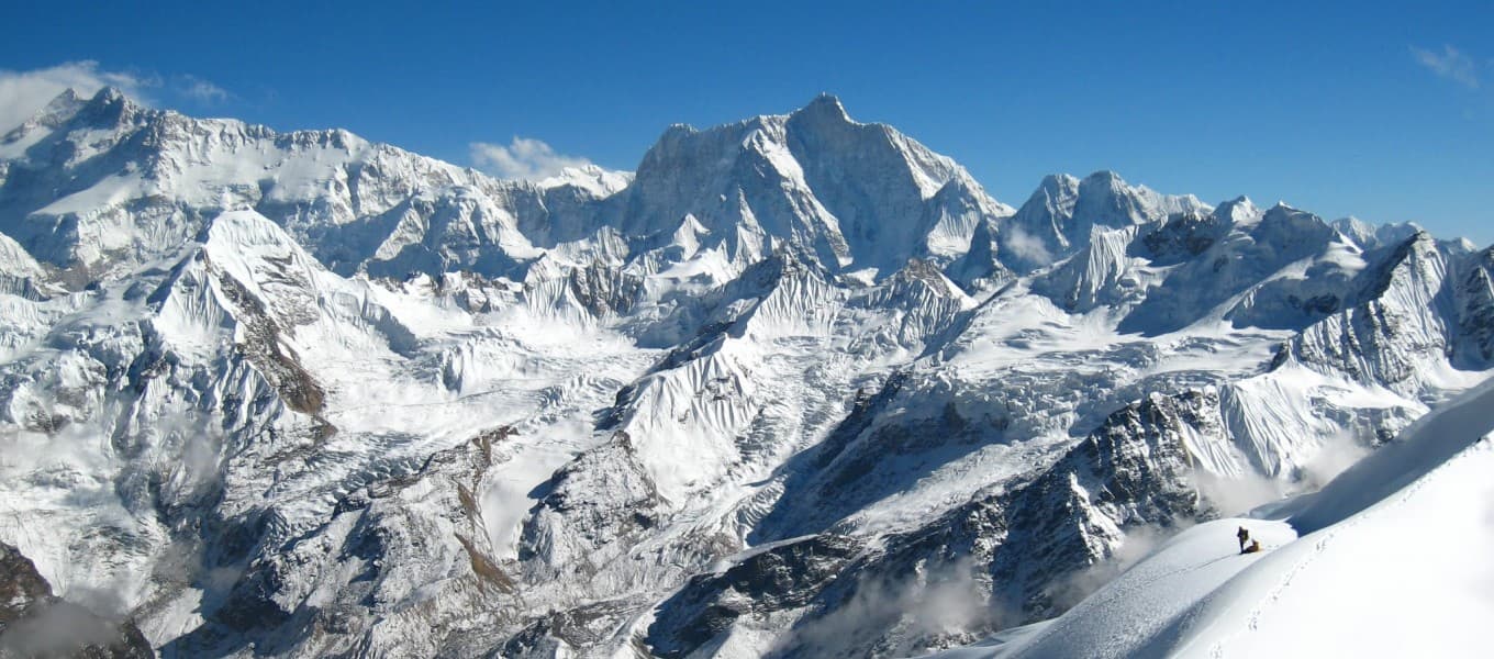 Snow peaks of the Kanchenjunga region in eastern Nepal