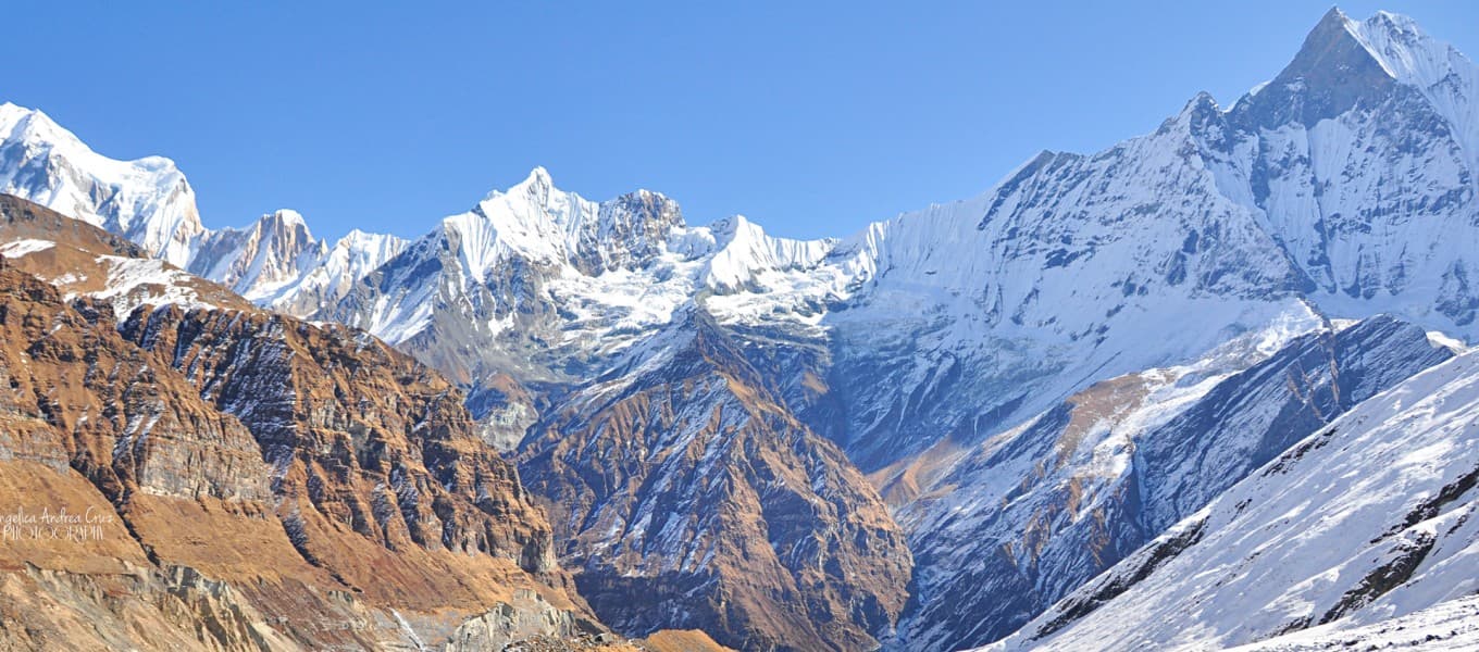 Trekkers on the Annapurna Circuit in the Manang valley