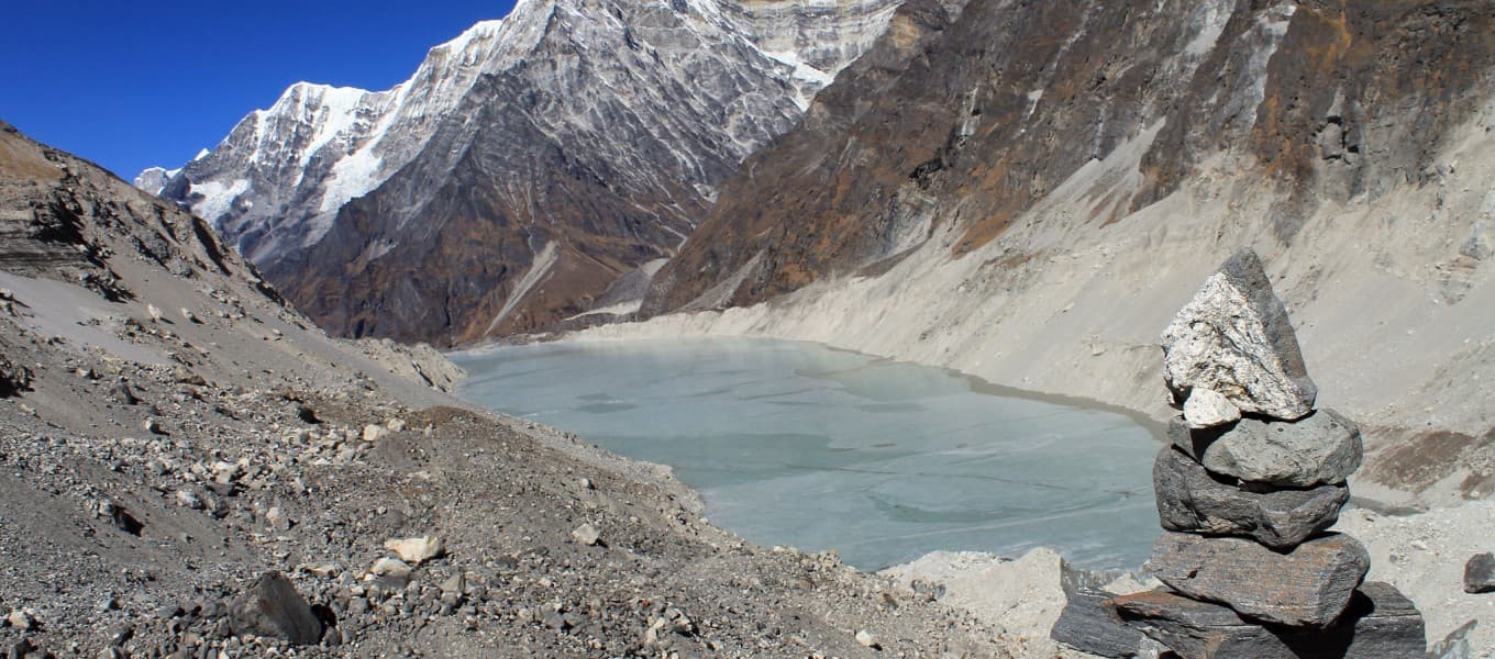 Glaciers and peaks on the Rolwaling and Tashi Lapcha trek